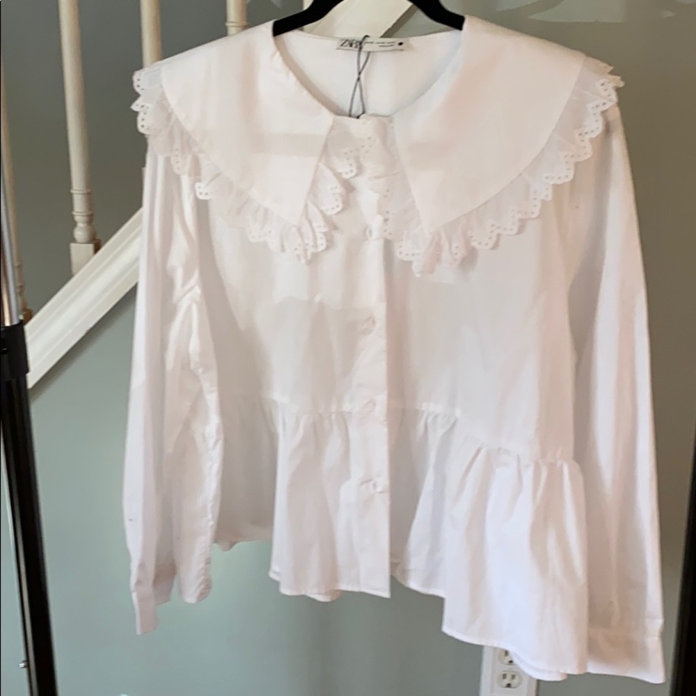 Zara poplin Peter Pan Collar blouse